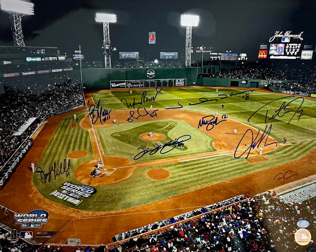 2004 Red Sox 16x20 World Series Signed Photo (starting 9 plus Francona) - SureShot COA